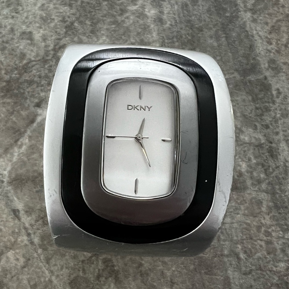 DKNY cuff bracelet watch - silver and black Y2K